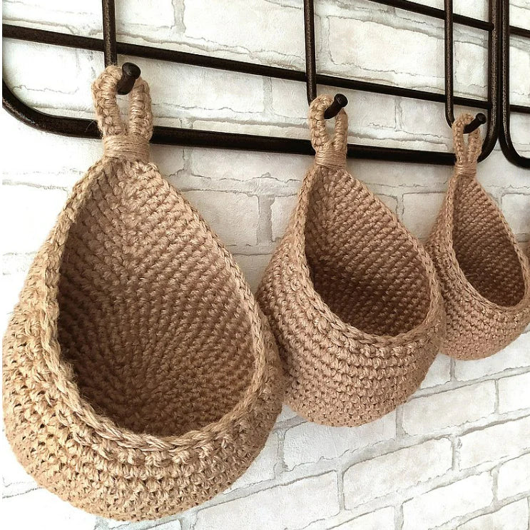 Hanging Jute Storage Basket – Wall Organizer for Fruit, Vegetables & Home Storage