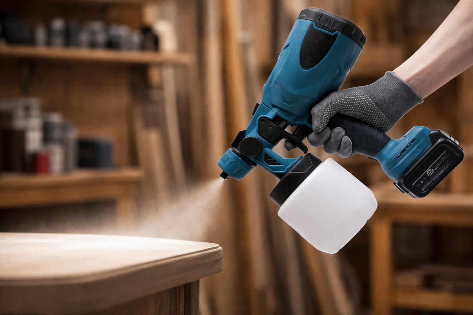 Cordless HVLP Paint Sprayer – 1000ml Tank, Adjustable Flow & 4 Nozzles