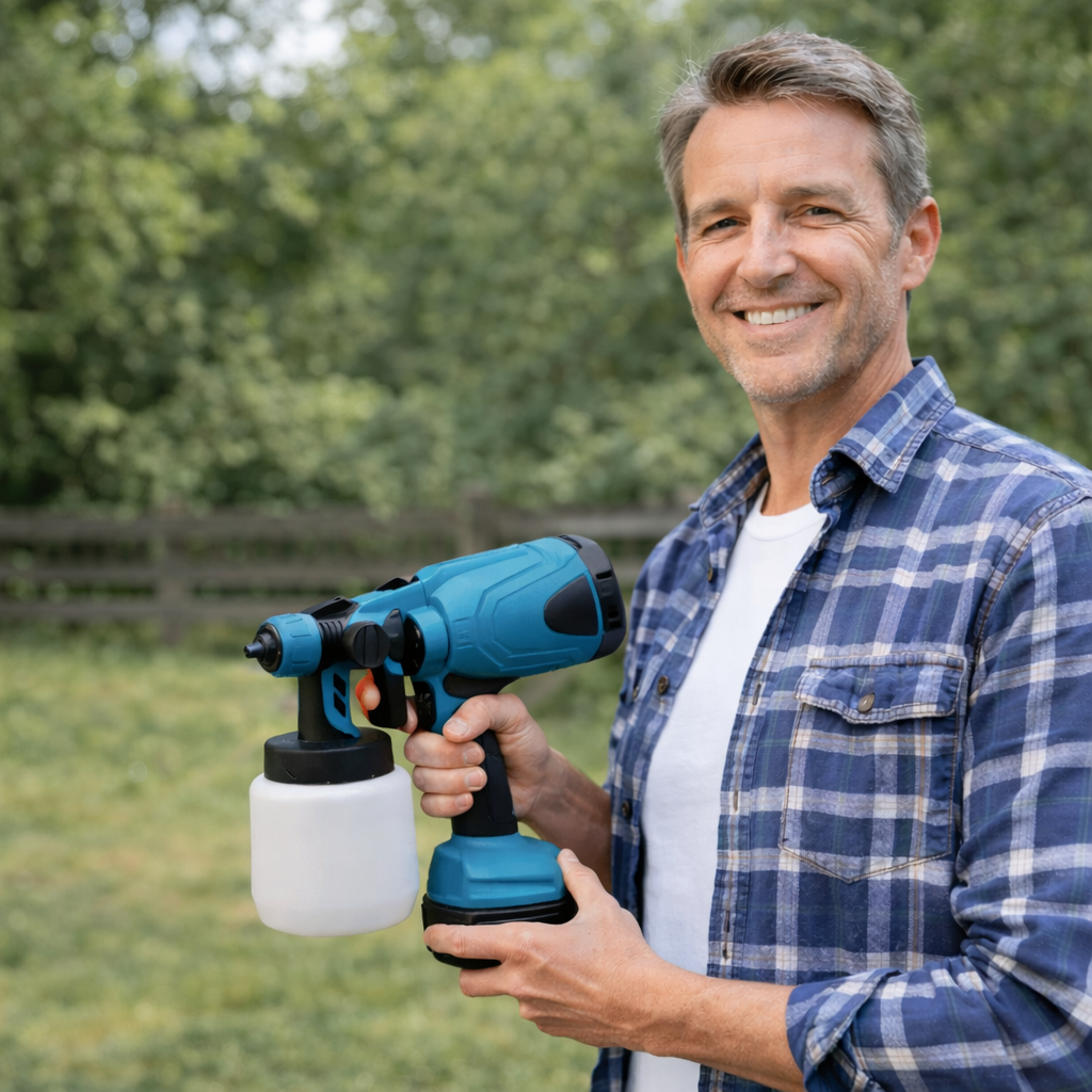 Cordless HVLP Paint Sprayer – 1000ml Tank, Adjustable Flow & 4 Nozzles