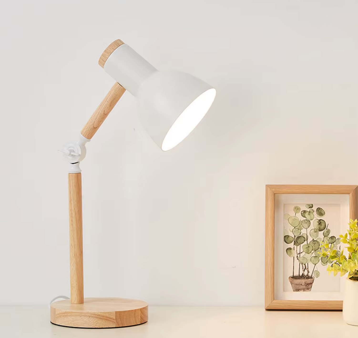 Wooden Table Lamp – LED Desk & Bedside Lamp with Dimmer