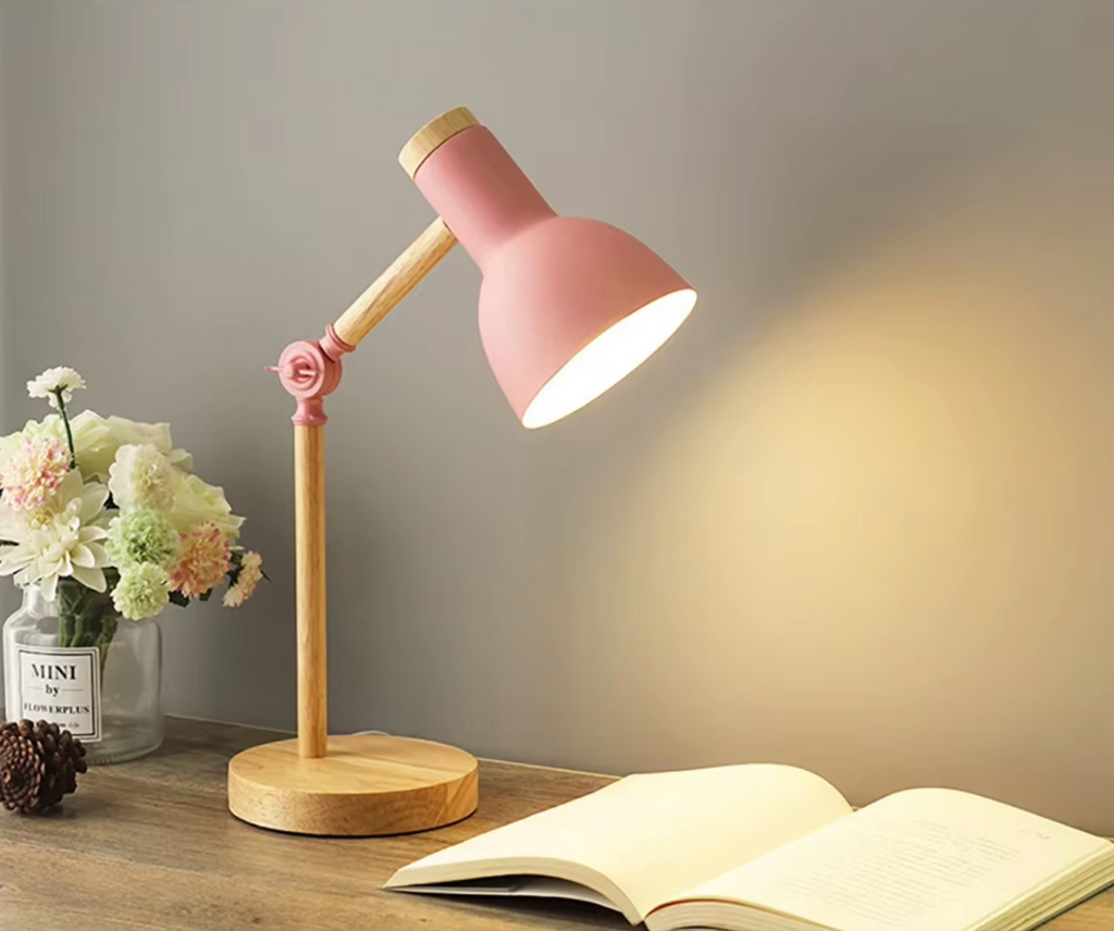 Wooden Table Lamp with LED Bulb and Dimmer