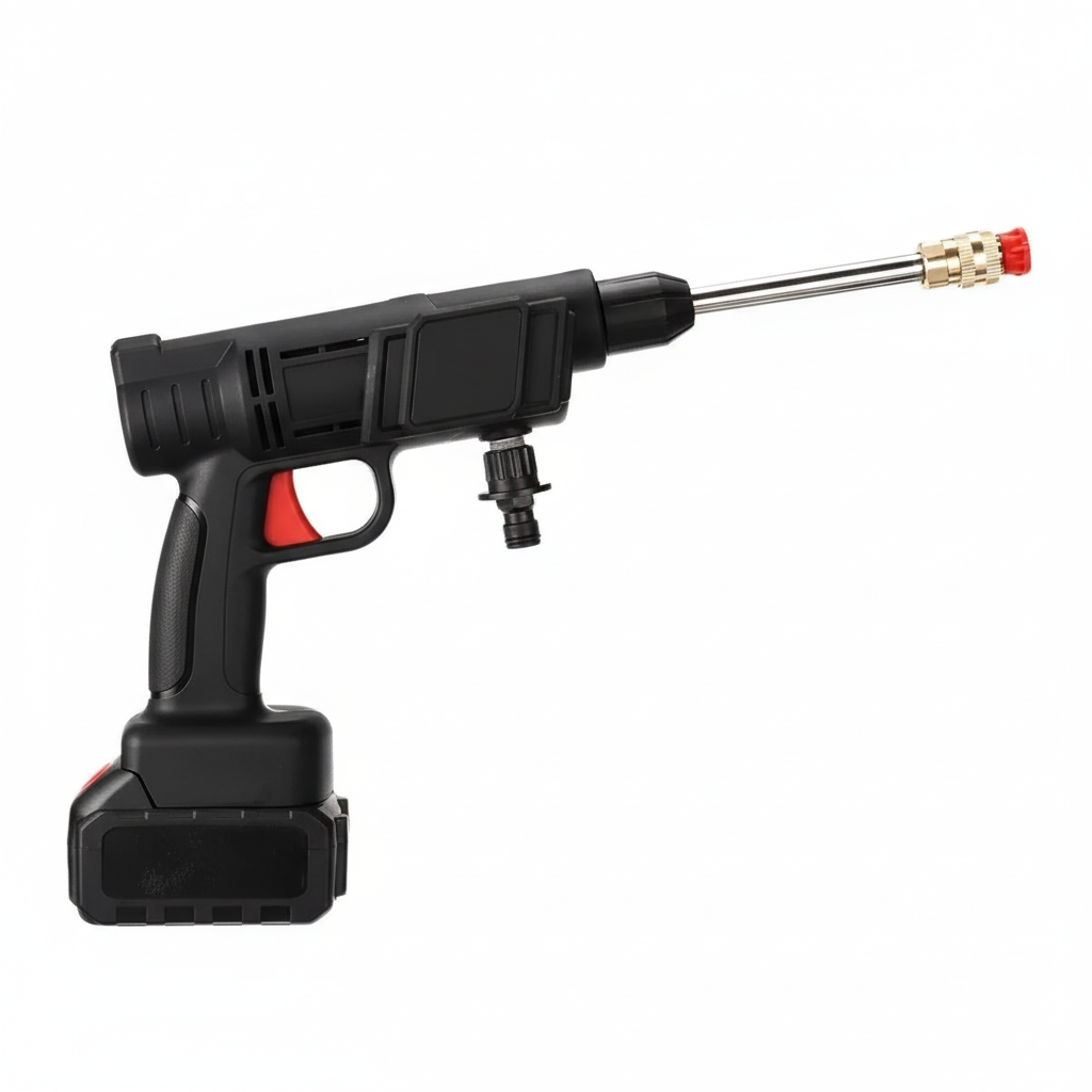 Cordless pressure washer on white background