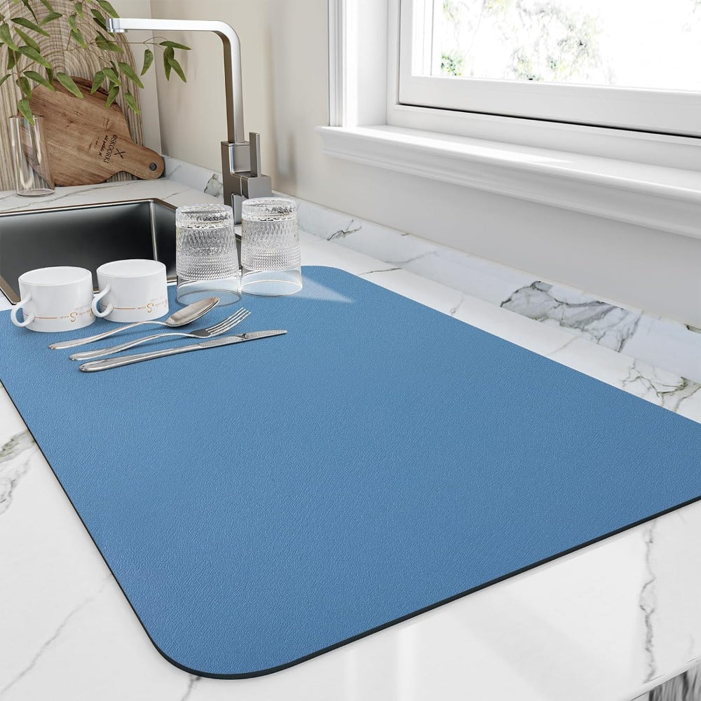 Washable Microfiber Dish Drying Mat – Non-Slip Countertop Drying Mat