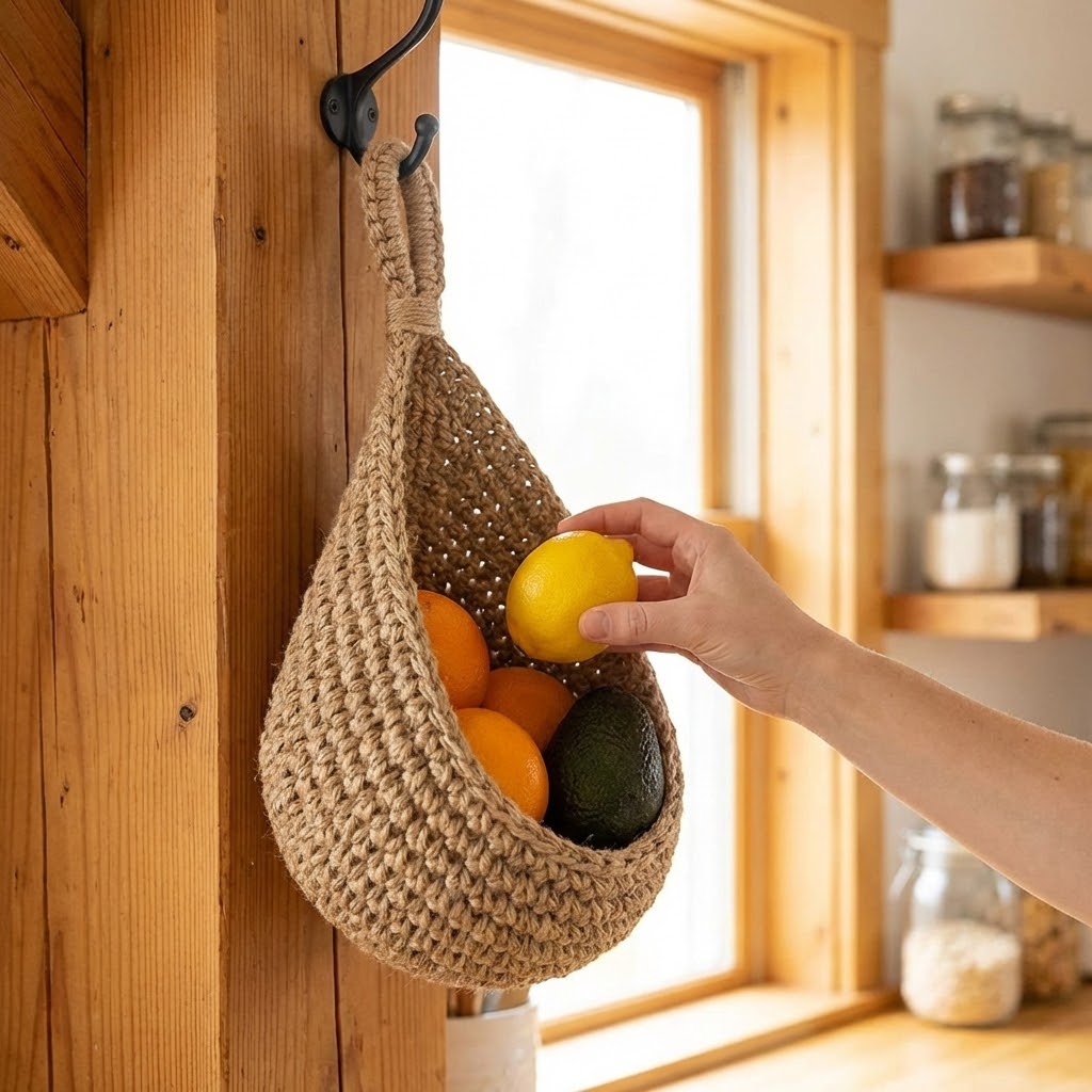Hanging Jute Storage Basket – Wall Organizer for Fruit, Vegetables & Home Storage