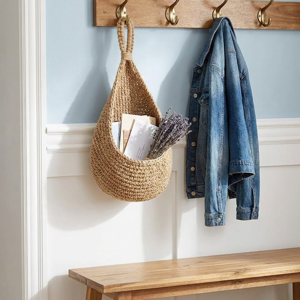 Hanging Jute Storage Basket – Wall Organizer for Fruit, Vegetables & Home Storage